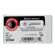 HILLMAN Sheet Metal Screw, #10 x 2 in, 18-8 Stainless Steel Flat Head Phillips Drive 823500